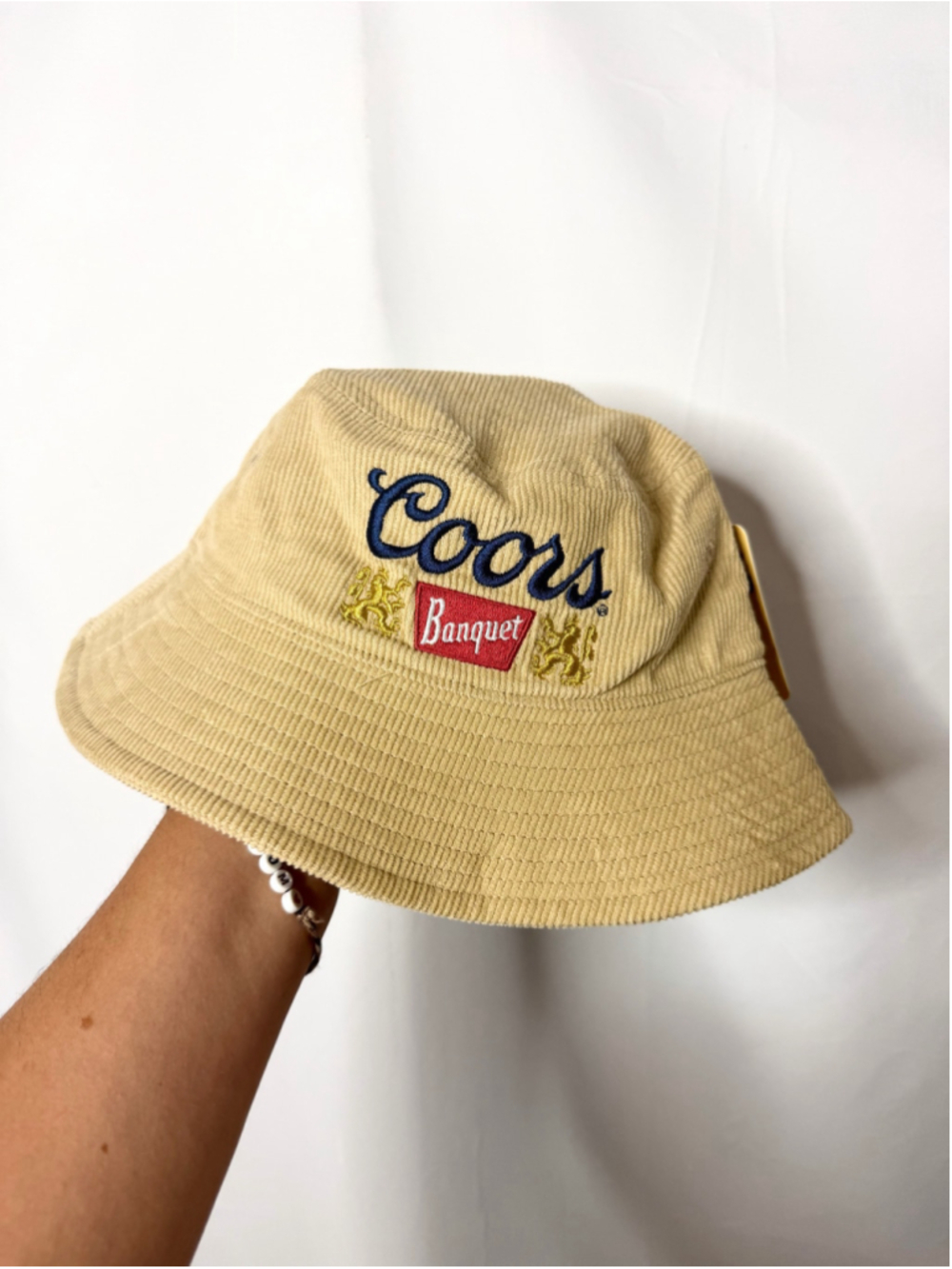 Coors Banquet Corduroy Bucket Hat One Size Beige Blue NEW with tags